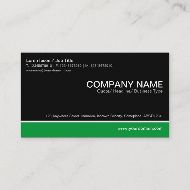 Colour Footer - Grass Green with Black Business Card (Front)