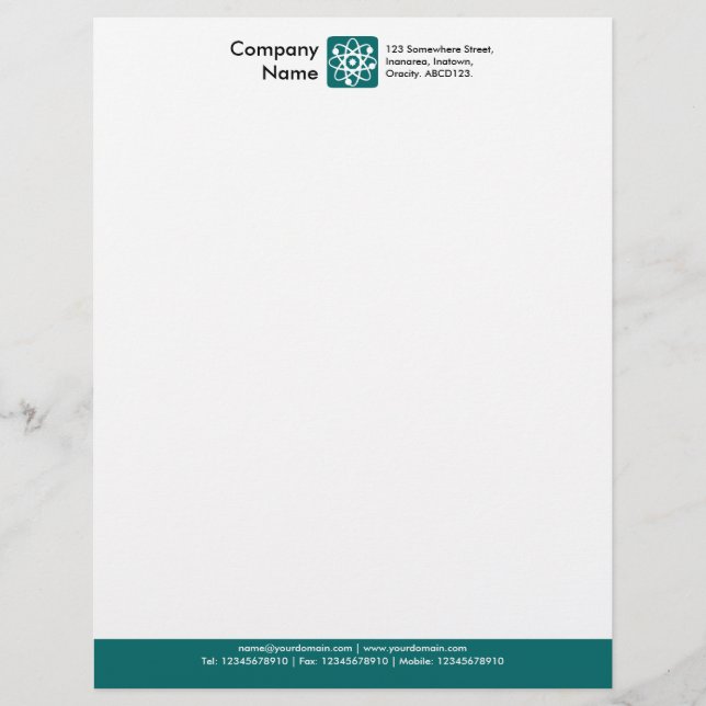 Colour Footer - Teal Letterhead Design (Front)