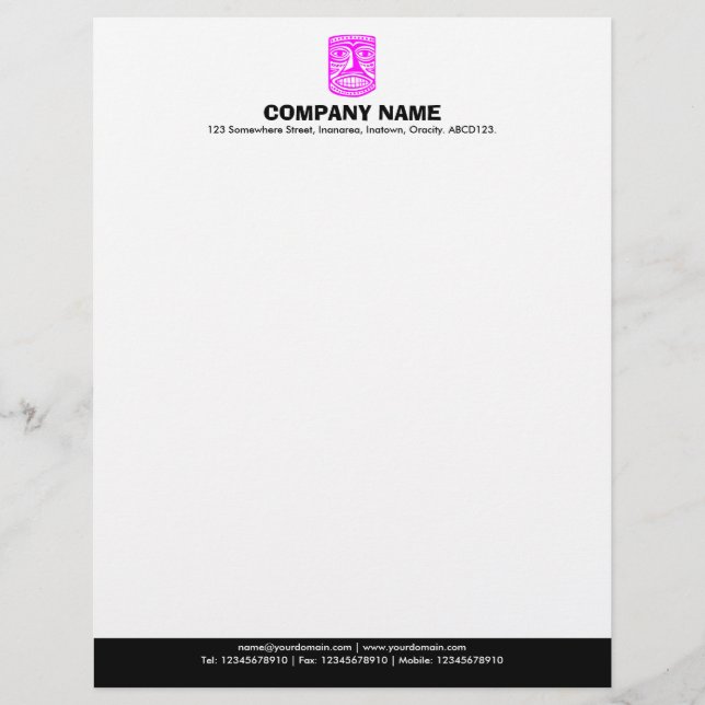Colour Footer (Tiki) - Magenta and Black Letterhead Design (Front)