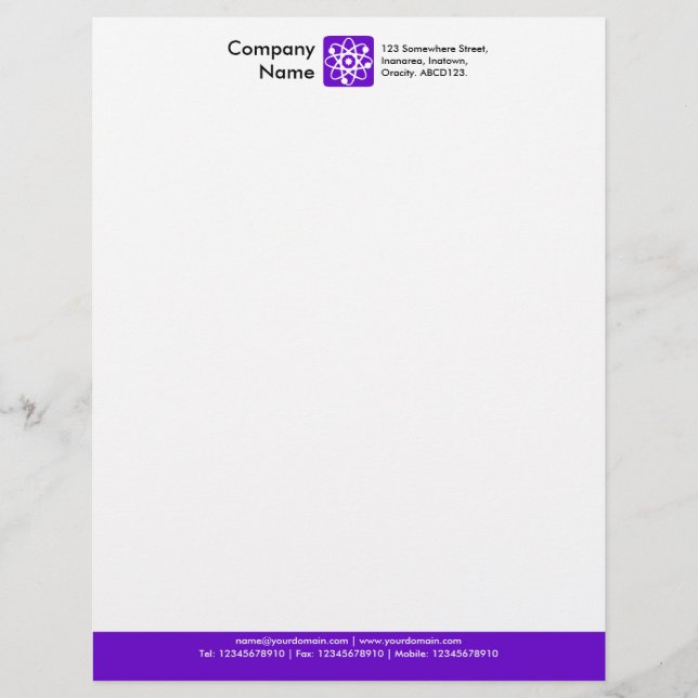 Colour Footer - Violet Letterhead Template (Front)