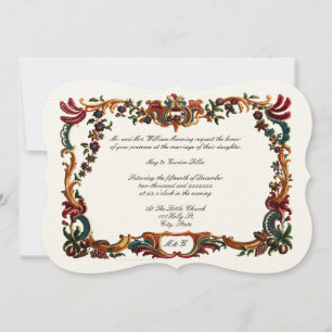 Colour French Baroque Rococo Floral Border Invitation