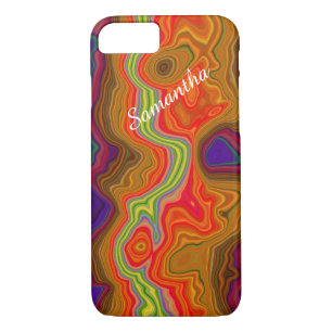 Colour Frenzy Striped iPhone 7 Case with Name 3