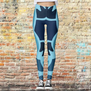 Colour Fun Blue Collage Pattern Leggings