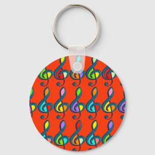 colour G clef musical notes Key Ring