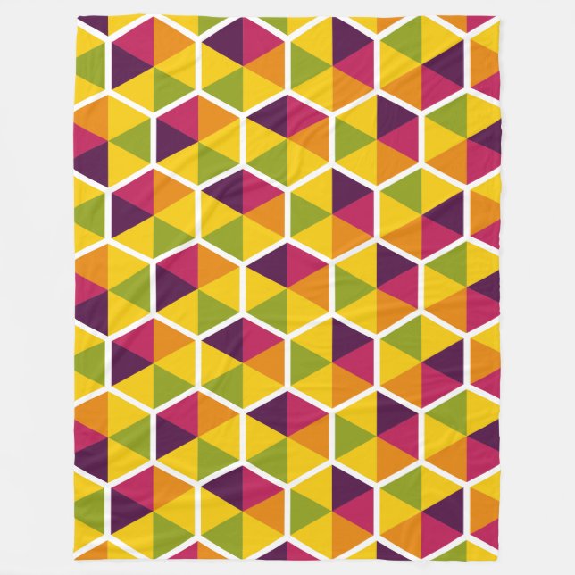 Colour Geometric Honeycomb Pattern 01 Fleece Blanket (Front)