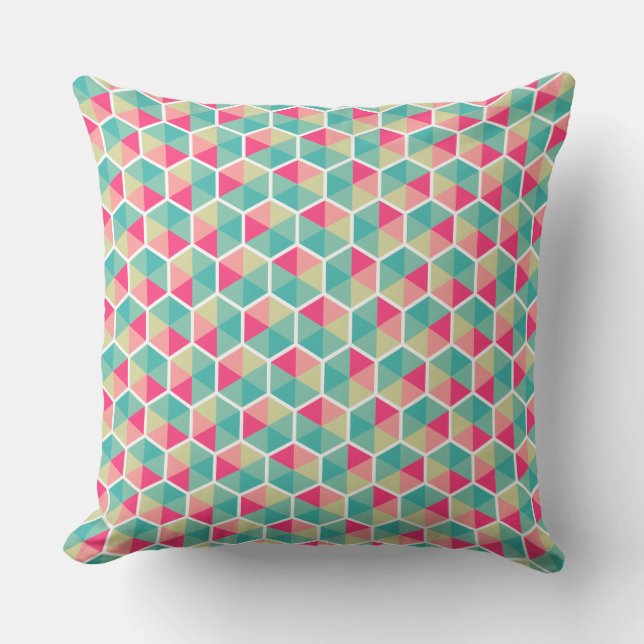 Colour Geometric Honeycomb Pattern 02 Cushion (Front)