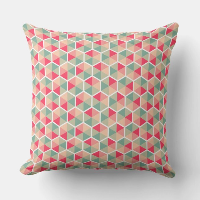 Colour Geometric Honeycomb Pattern 04 Cushion (Front)