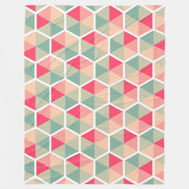 Colour Geometric Honeycomb Pattern 04 Fleece Blanket (Front)