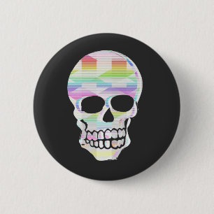 Colour Glitch Skull 6 Cm Round Badge
