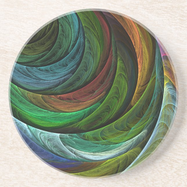 Colour Glory Abstract Art Sandstone Coaster (Front)