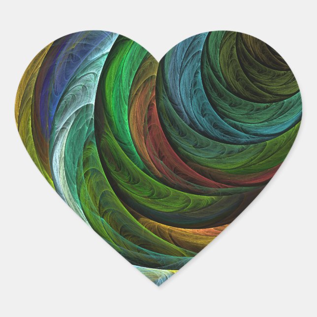 Colour Glory Modern Abstract Art Pattern Elegant Heart Sticker (Front)