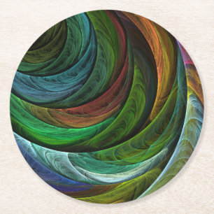 Colour Glory Modern Abstract Art Pattern Elegant Round Paper Coaster