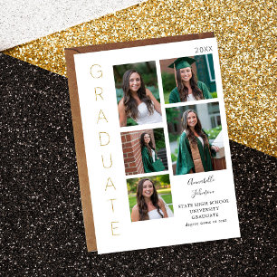 Colour Glow - Gold & White 2 Graduate 6 Multi Phot Invitation