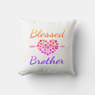 Colour Gradient Blessed Brother Throw Pillow