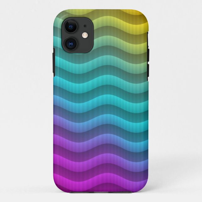 Colour Gradients Waves - yellow blue pink Case-Mate iPhone Case (Back)