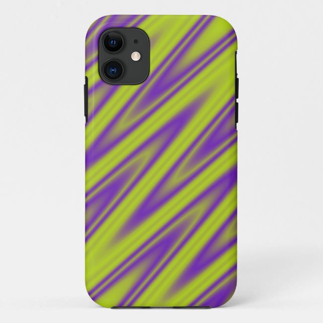 Colour Gradients ZigZag Stripes - green violet Case-Mate iPhone Case (Back)