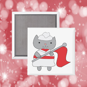 Colour Guard Cat Red White Magnet