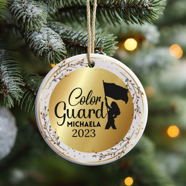 Colour Guard Marching Band Christmas Ornament (Christmas ornament for a marching band color guard member customized with name and year)