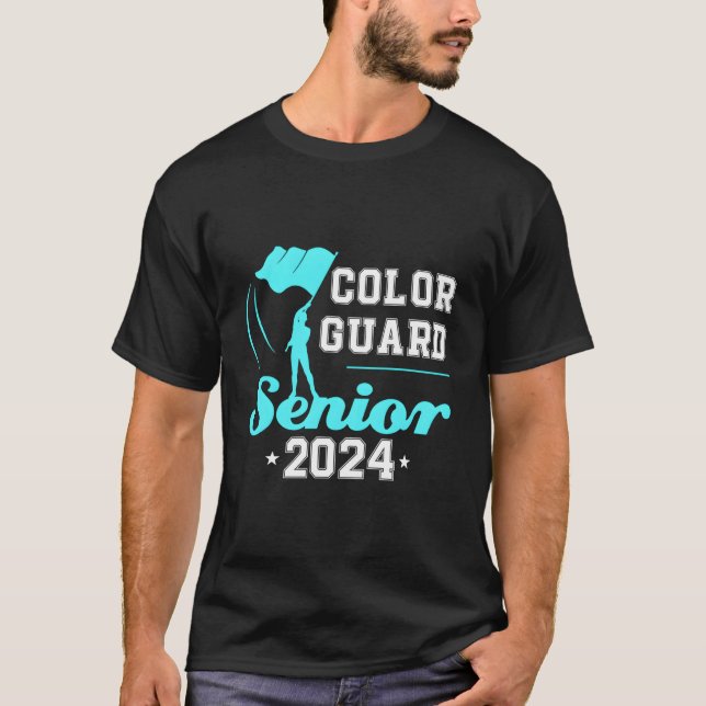 Colour Guard Senior 2024 Flags Graduation High Sch T-Shirt (Front)