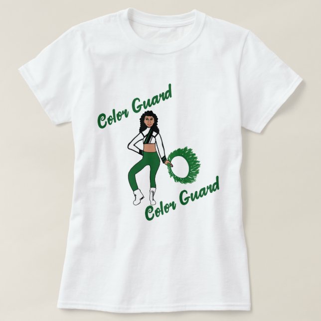 Colour Guard T-Shirt Green White (Design Front)