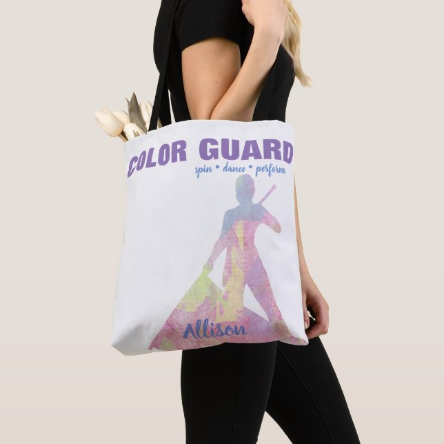 Colour Guard With Performer Silhouette Figure Tote Bag (Close Up)