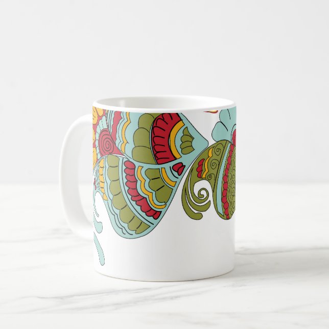 Colour hand draw design coffee mug (Front Left)