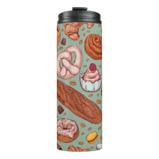 Colour hand drawn sketch style bakery patten. Diff Thermal Tumbler