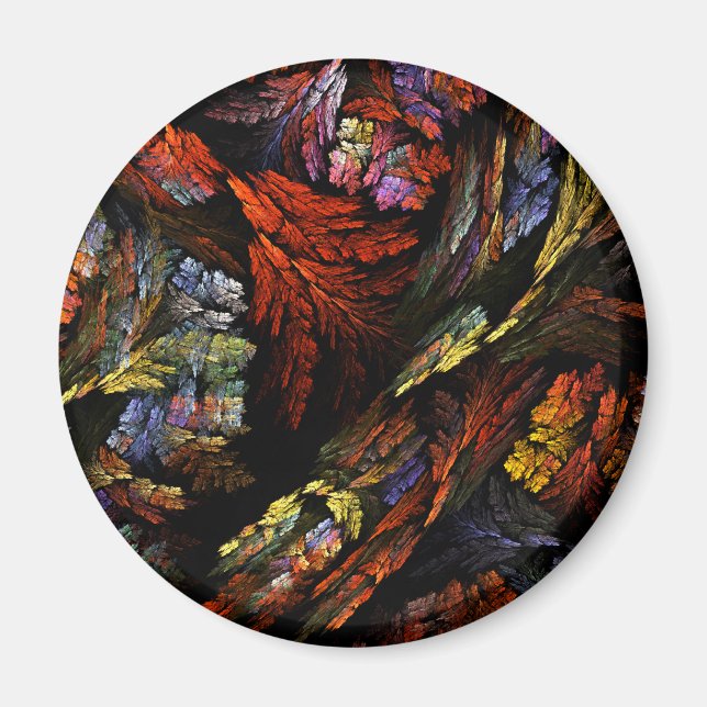 Colour Harmony Abstract Art Round Magnet (Front)