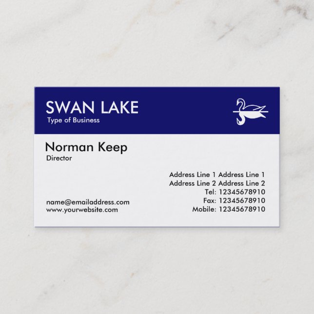 Colour Header - Dark Blue - Swan Business Card (Front)