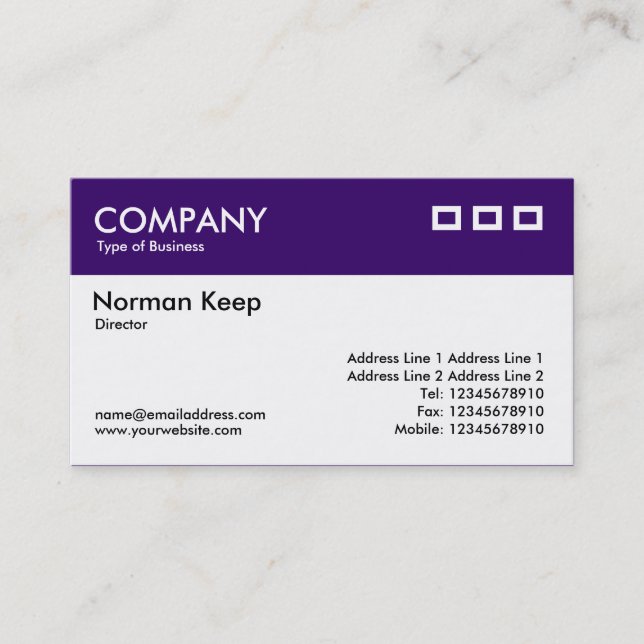 Colour Header - Dark Violet v2 Business Card (Front)