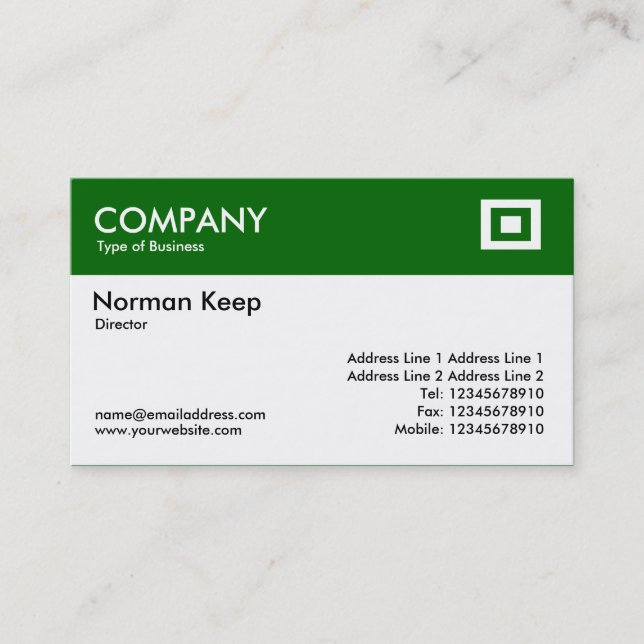 Colour Header - Green (006600) Business Card (Front)