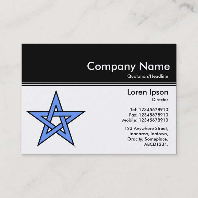 Colour Header III v2 - Black - Blue Pentangle Business Card (Front)