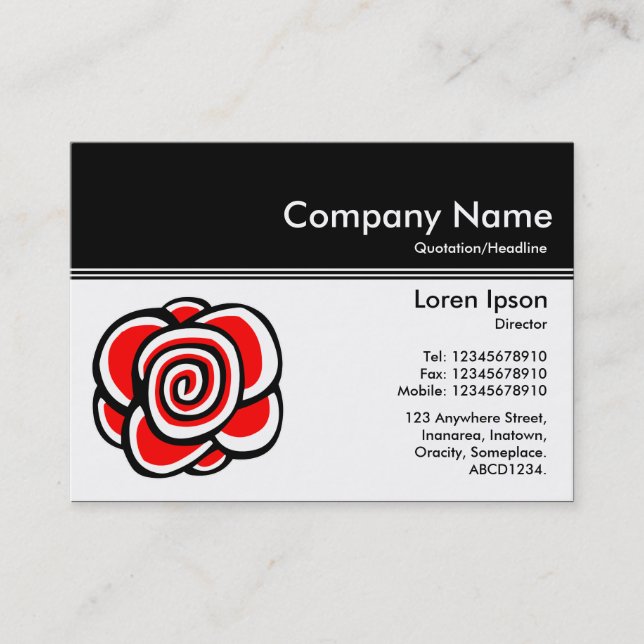 Colour Header III v2 - Black - Rose Drawing Business Card (Front)