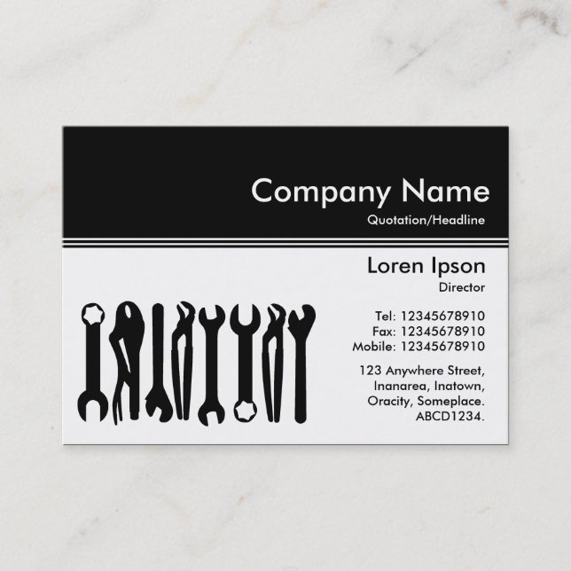 Colour Header III v2 - Black - Tools Business Card (Front)