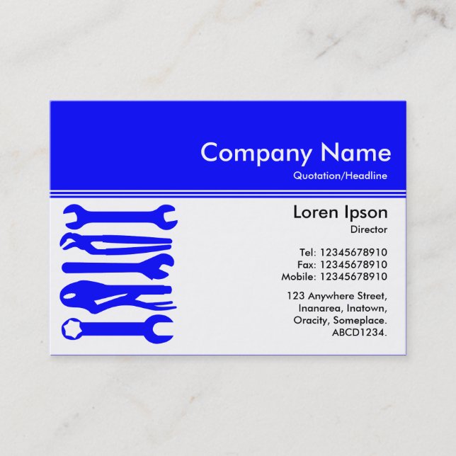 Colour Header III v2 - Blue - Tools Business Card (Front)