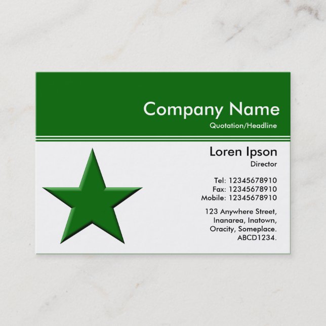 Colour Header III v2 - Green 006600 - Star Business Card (Front)
