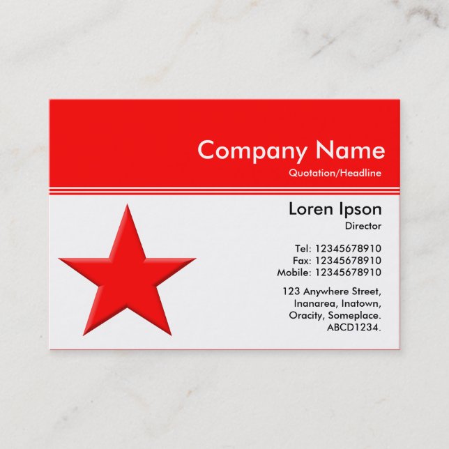 Colour Header III v2 - Red - Star Business Card (Front)