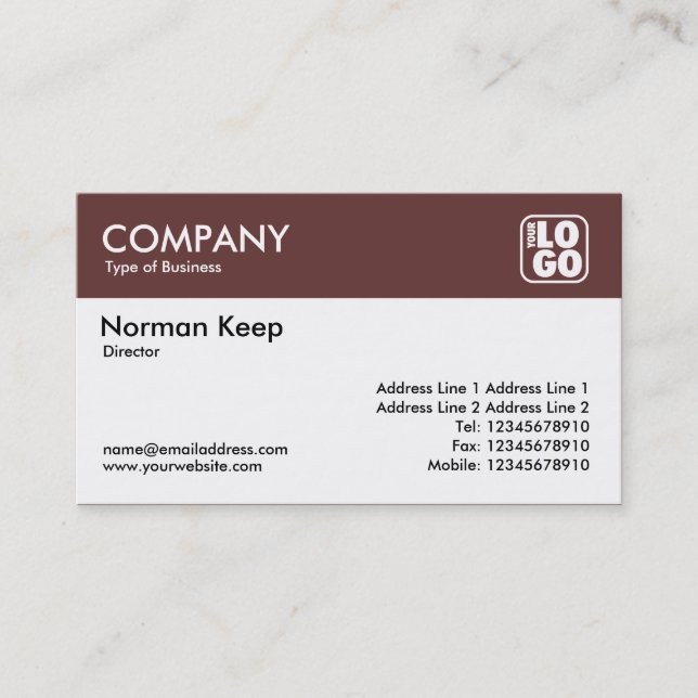 Colour Header (Logo) - Brown Business Card (Front)