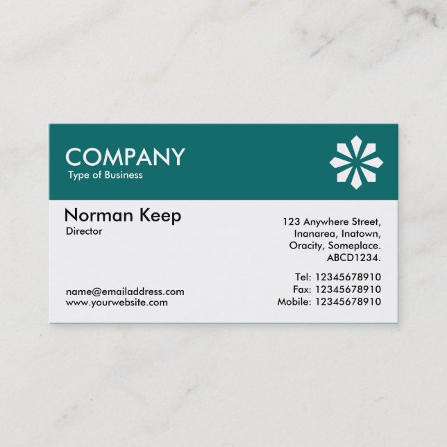 Colour Header (Logo) - Teal Green 006666 Business Card (Front)