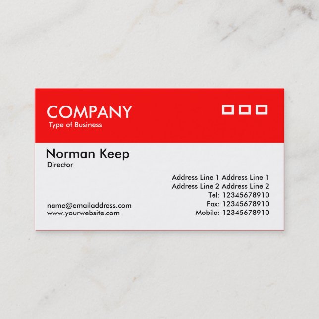 Colour Header - Red Business Card (Front)