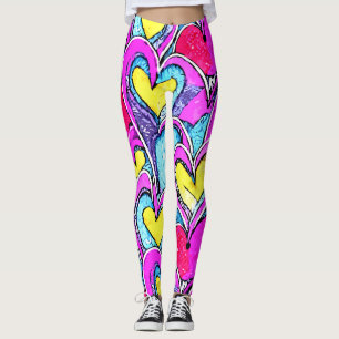 Colour Heart Shapes in Art Mosaic Leggings