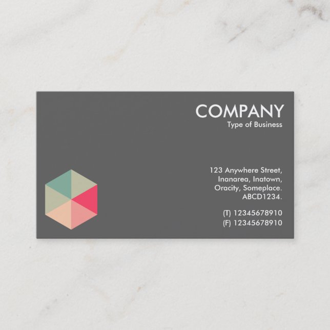 Colour Hexagon 04 - White on Grey Business Card (Front)
