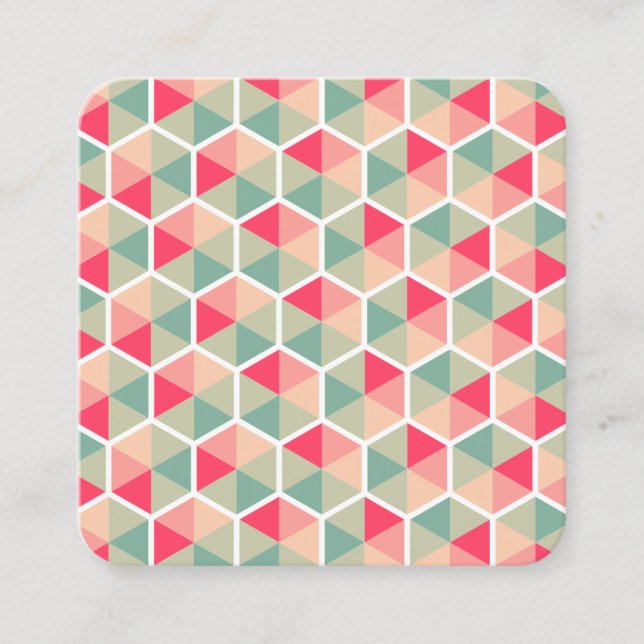 Colour Hexagon Pattern 04 Square Business Card (Front)