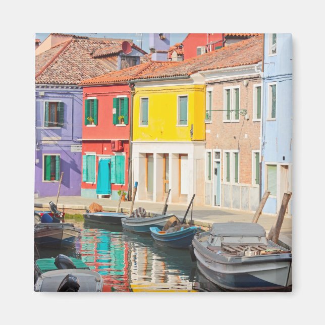 Colour houses in Venice island Burano Italy Magnet (Front)