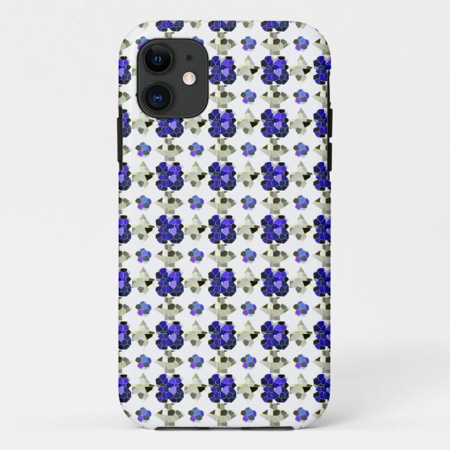 Colour Illustration Fancy shapes, Grey and Blue Case-Mate iPhone Case (Back)