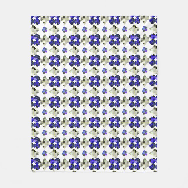 Colour Illustration Fancy shapes, Grey and Blue Fleece Blanket (Front)