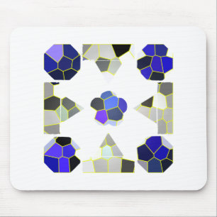 Colour Illustration Fancy shapes, Grey and Blue Mouse Pad