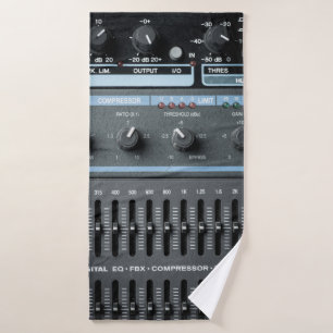 Colour image of many buttons in a sound recording  bath towel