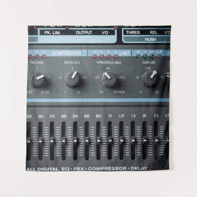 Colour image of many buttons in a sound recording  tapestry (Front)