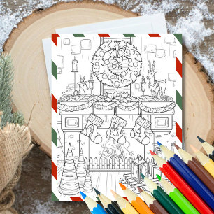 Colour In Christmas Colouring Greeting  Holiday Card